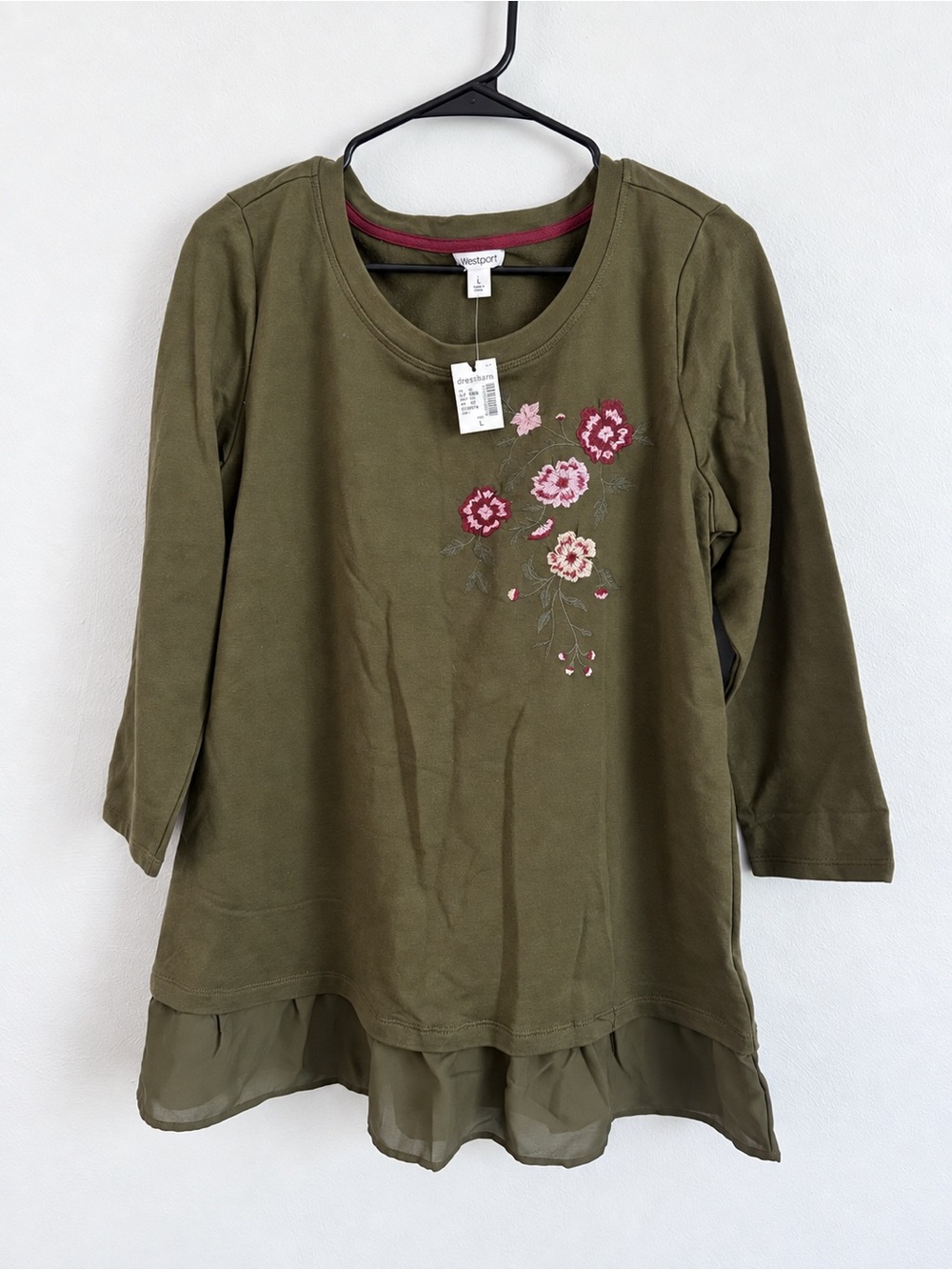 Westport Olive Green Embroidered Top – Large